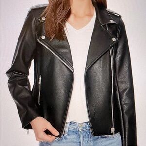 BB Dakota Black Faux Leather Asymmetrical Moto Jacket